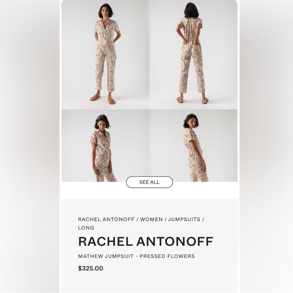 Rachel Antonoff Matthew Pressed Flowers Button Up Jumpsuit L - Picture 3 of 15